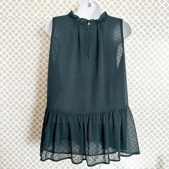 LOFT Green Swiss Dot Peplum Blouse – Green – Size L - Picture 6 of 8